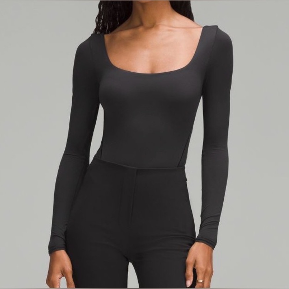 NWT Lululemon Wundermost Square-Neck Long Sleeve Bodysuit – Size Small – Black - Picture 3 of 6
